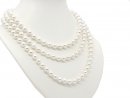 Collier - perles de coquillage 8 mm blanc, longueur 142...
