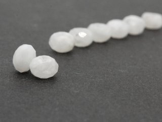 Two white faceted moonstone rondels