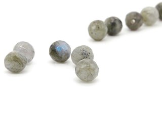 Five pierced, faceted labradorite beads