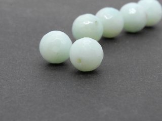 Two Faceted Pierced Amazonite Spheres in Ice Blue