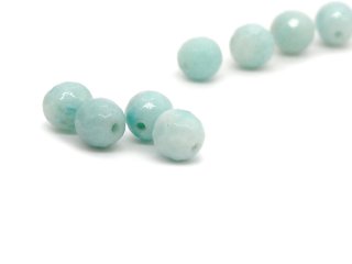 Four faceted, pierced amazonite beads