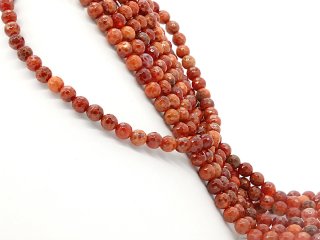Fire Agate Strand with Faceted Agate Beads in Orange