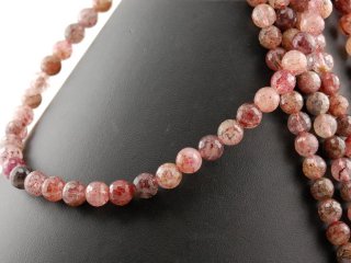 Strawberry quartz strand - faceted spheres 8 mm blackberry, 39.5 cm /1132