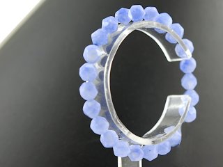 Bracelet - Agate, boules à facettes 8mm bleu ciel /8702