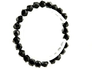 Agate bracelet - large facets 8 mm black /8707