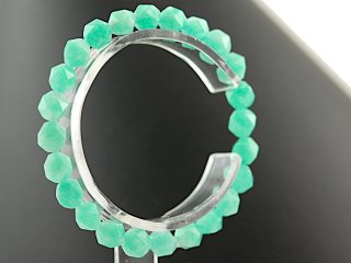 Bracelet - Agate, boules à facettes 8mm vert jade /8701