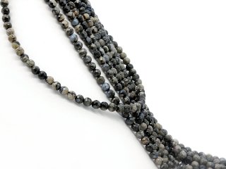 Grey opal strand - faceted spheres 6 mm dark, length 39.5 cm /1416