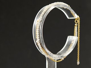 Delicate moonstone bracelet - faceted 2 mm white, gold /8855