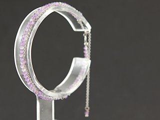 Bracelet délicat - Amétrine, boules à facettes 2mm violet, argent /8848