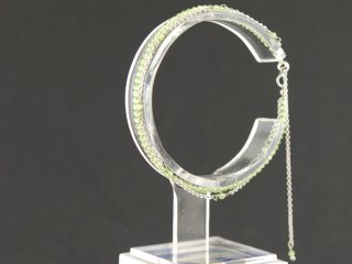 Delicate peridote bracelet - faceted 2 mm spring green, silver /8847