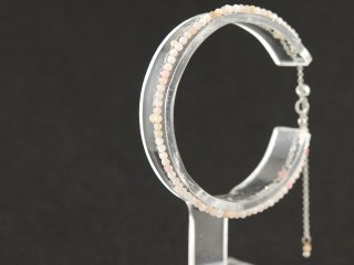 Bracelet délicat - Opale rose, boules à facettes 2mm rose, argent /8845