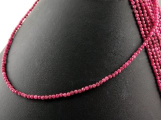 Cordon - Rubis, boules facettées 2 mm, rouge rubis, longueur 39 cm /1185