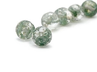 Two pierced, faceted green quartz balls