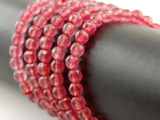 Agate bracelet - faceted spheres 6 mm fuchsia pink /8891