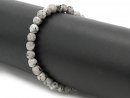 Agate bracelet - faceted spheres 6 mm light gray,...