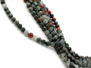 Gemstone strand with red-grey moss agates