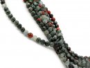 Gemstone strand with red-grey moss agates