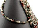 Moss Agate Gemstone Strand Faceted Red Grey