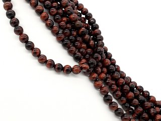 Perles œil-de-tigre percées, brun-rouge