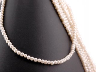 Cordon de perle de culture - baroque 5x6 mm blanc, longueur 38 cm /7304