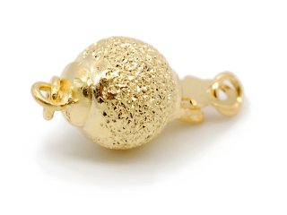 Ball clasp - 925/-silver, 8 mm, gold plated, diamond grit /0676