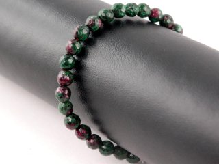 Bracelet - Agate, boules à facettes 6mm rouge et vert /8886
