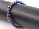 Agate bracelet - faceted spheres 6 mm blue and orange /8877