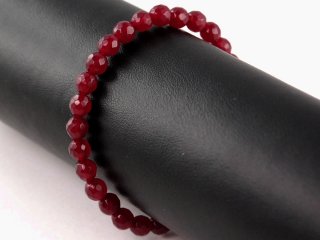 Bracelet - Agate, boules à facettes 6mm rouge cerise /8887