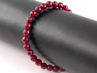 Bracelet - Agate, boules à facettes 6mm rose magenta /8892