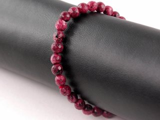 Bracelet - Agate, boules à facettes 6mm rouge rubis /8889