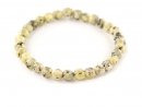 Agate bracelet - faceted spheres 6 mm beige, dotted black...