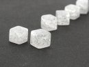 Pierced, crackled rock crystal cubes