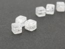 Three white crackled rock crystal cubes