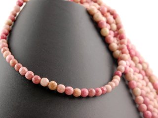 Rhodonite strand - faceted spheres 6 mm pink and beige, length 37 cm /4129