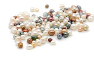 Pierced, coloured cultured pearls