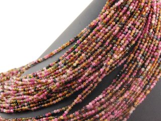 Tourmaline strand - faceted spheres 3 mm multicolor, length 39 cm /5041
