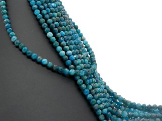 Apatite strand - faceted spheres 6 mm sea blue, length 38.5 cm /4142