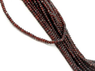 Red, faceted, pierced garnet rondelle