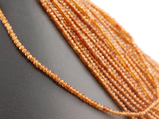 Cordon - Grenat, rondelles facettées 2x3mm ambre orange, longueur 38,5cm /1389