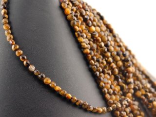 Tiger eye strand - faceted disc 3x4 mm gold brown, length 37 cm /4377