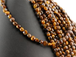 Tiger eye strand - faceted disc 5x7 mm gold brown, length 37.5 cm /4418