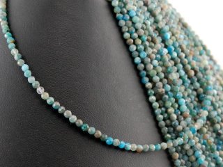 Apatite strand - faceted spheres 3 mm blue gray, length 38 cm /4334