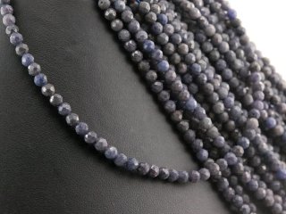 Sapphire strand - faceted spheres 4 mm lilac blue, length 39 cm /4333