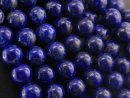 Cordon - Lapis, boules 10mm, bleu royal, longueur 39,5cm...
