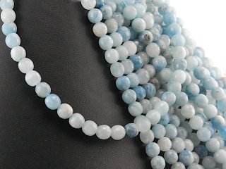Aquamarine strand - faceted spheres 7 mm sky blue, length 39.5 cm /4369