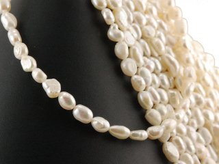 Cordon de perle de culture - baroque 7x10mm blanc, longueur 36cm /7057