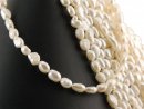 Cordon de perle de culture - baroque 7x10mm blanc,...
