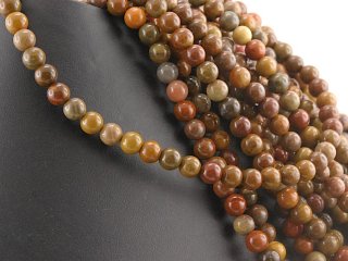Warring state agate strand - spheres 6 mm red and sand, length 39 cm /5310