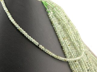 Green garnet strand - faceted rondelles 2x3 mm pale green, 39 cm /1114