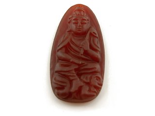 Pendant - carnelian, buddha, frosted dark red, 22x44 mm /B053